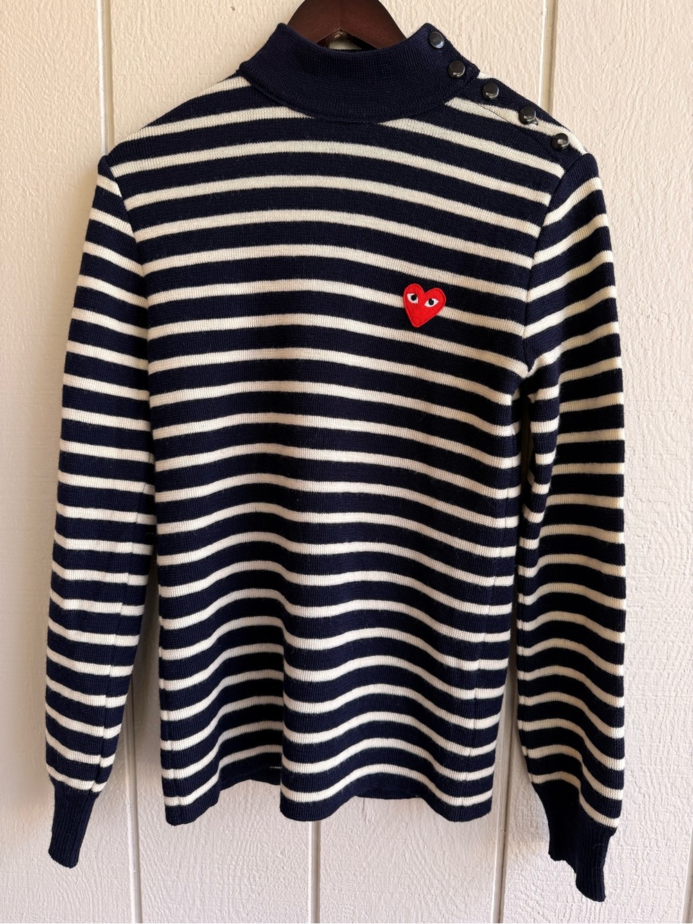 Comme des Garcons PLAY AZ-N028 Wool Striped Turtleneck Sweater S Japan NWOT